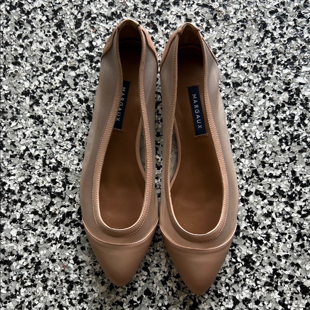 Margaux Pointed Toe Flats in Beige